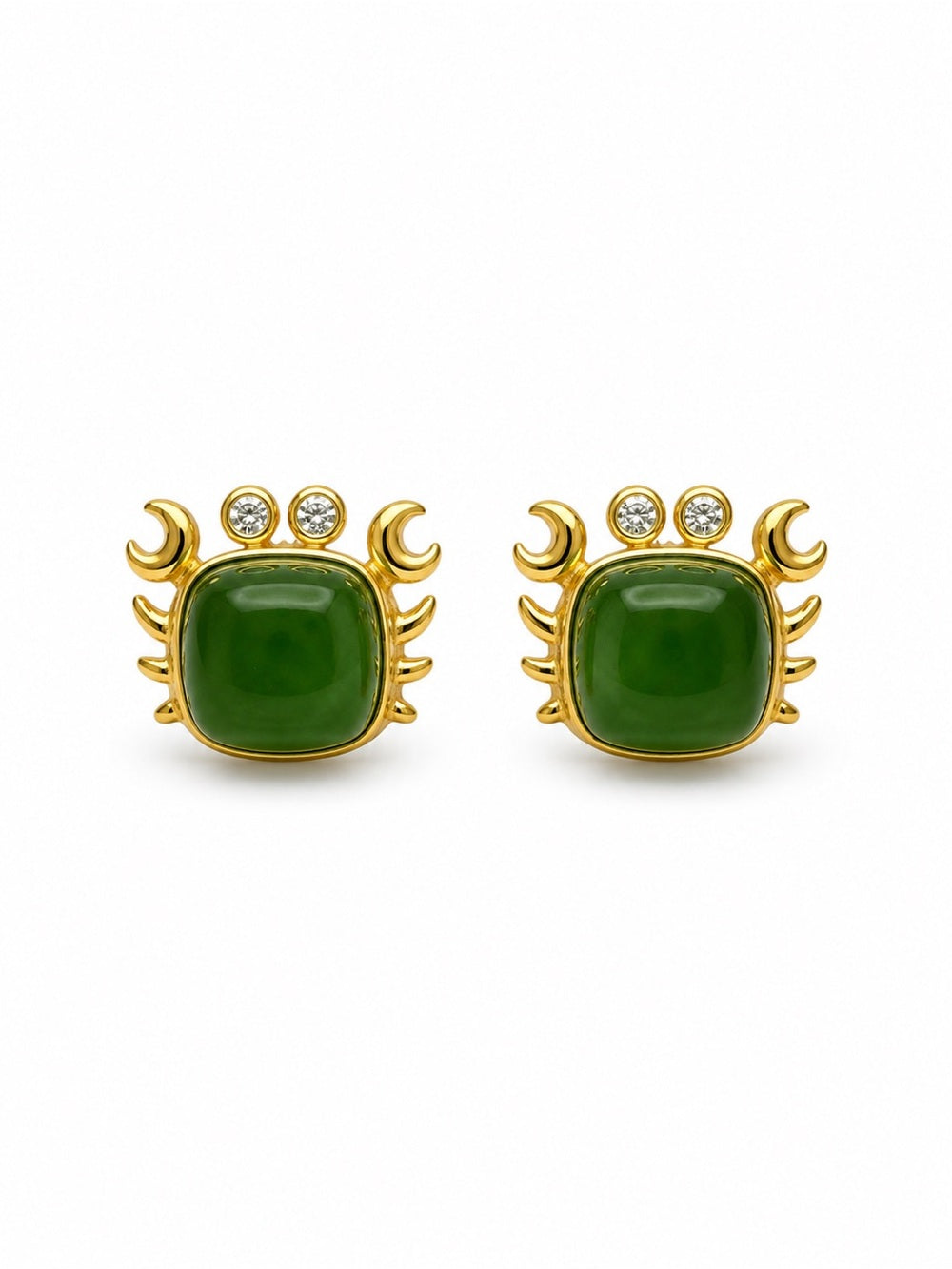 Crab Jade Stud Earrings (E97)