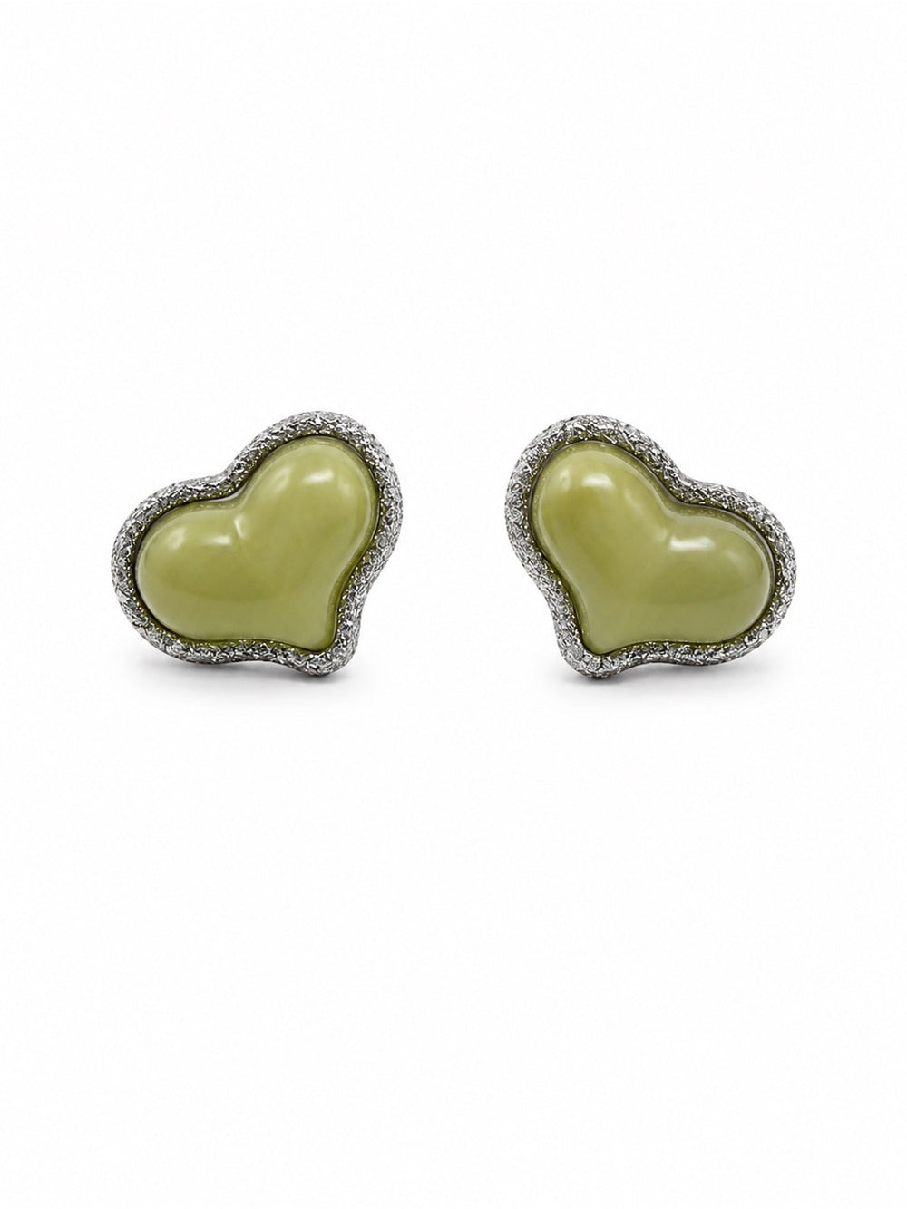 Jade Heart Studs (#E111)