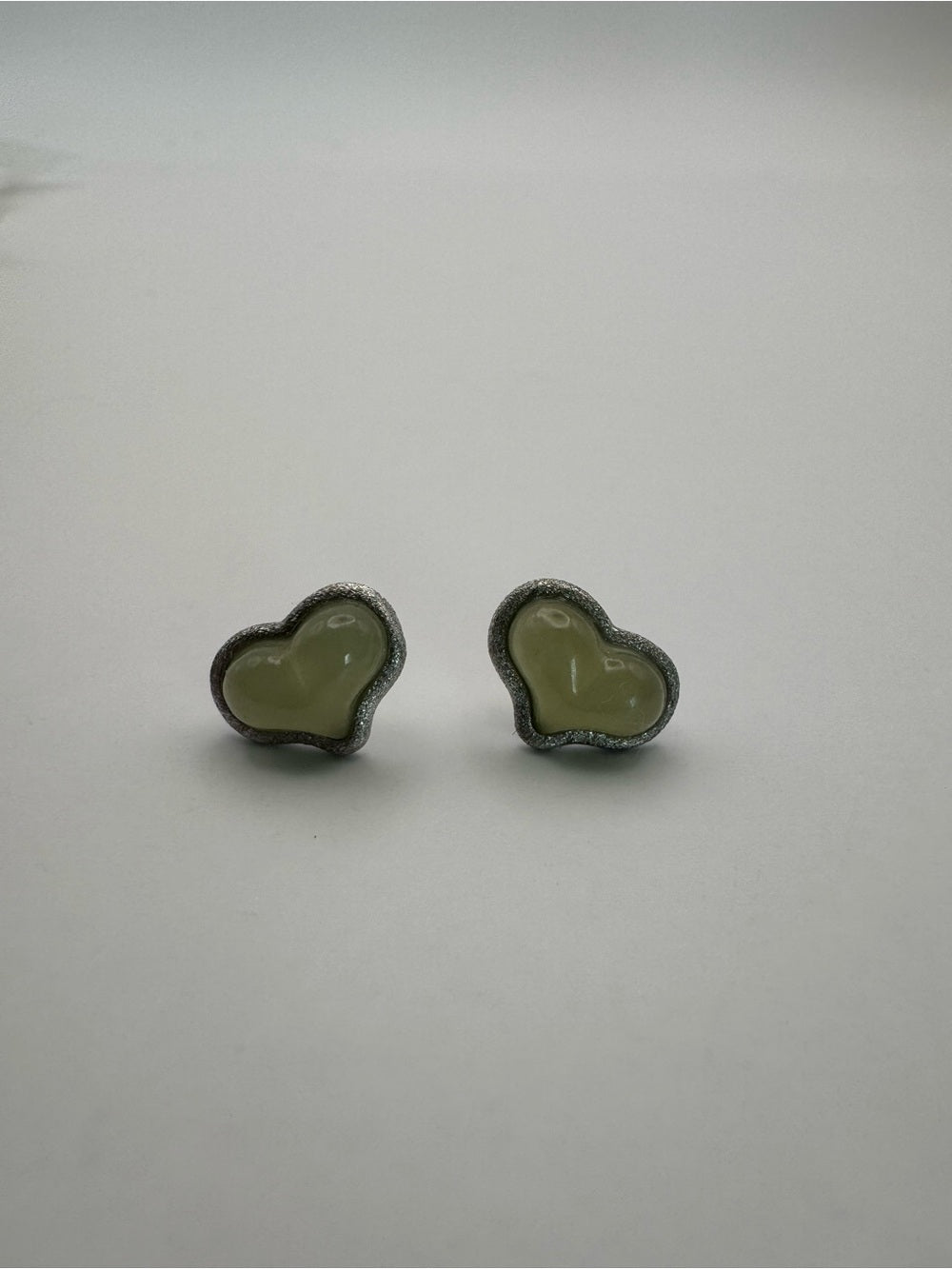 Jade Heart Studs (#E111)