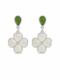 Jade Two Toned Flower Drop Earrings (#E99)