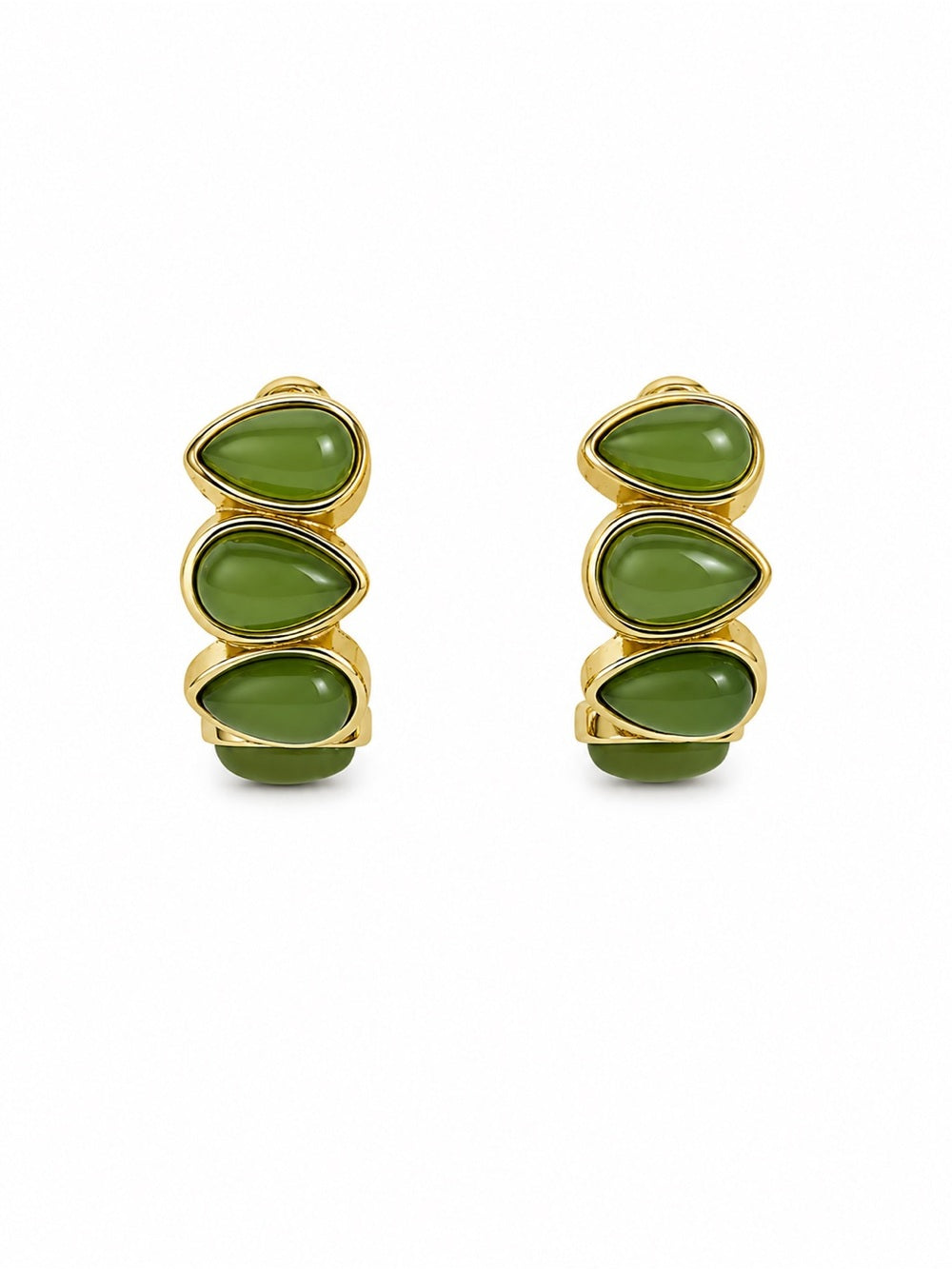 Jade Teardrop Huggies (#E94)