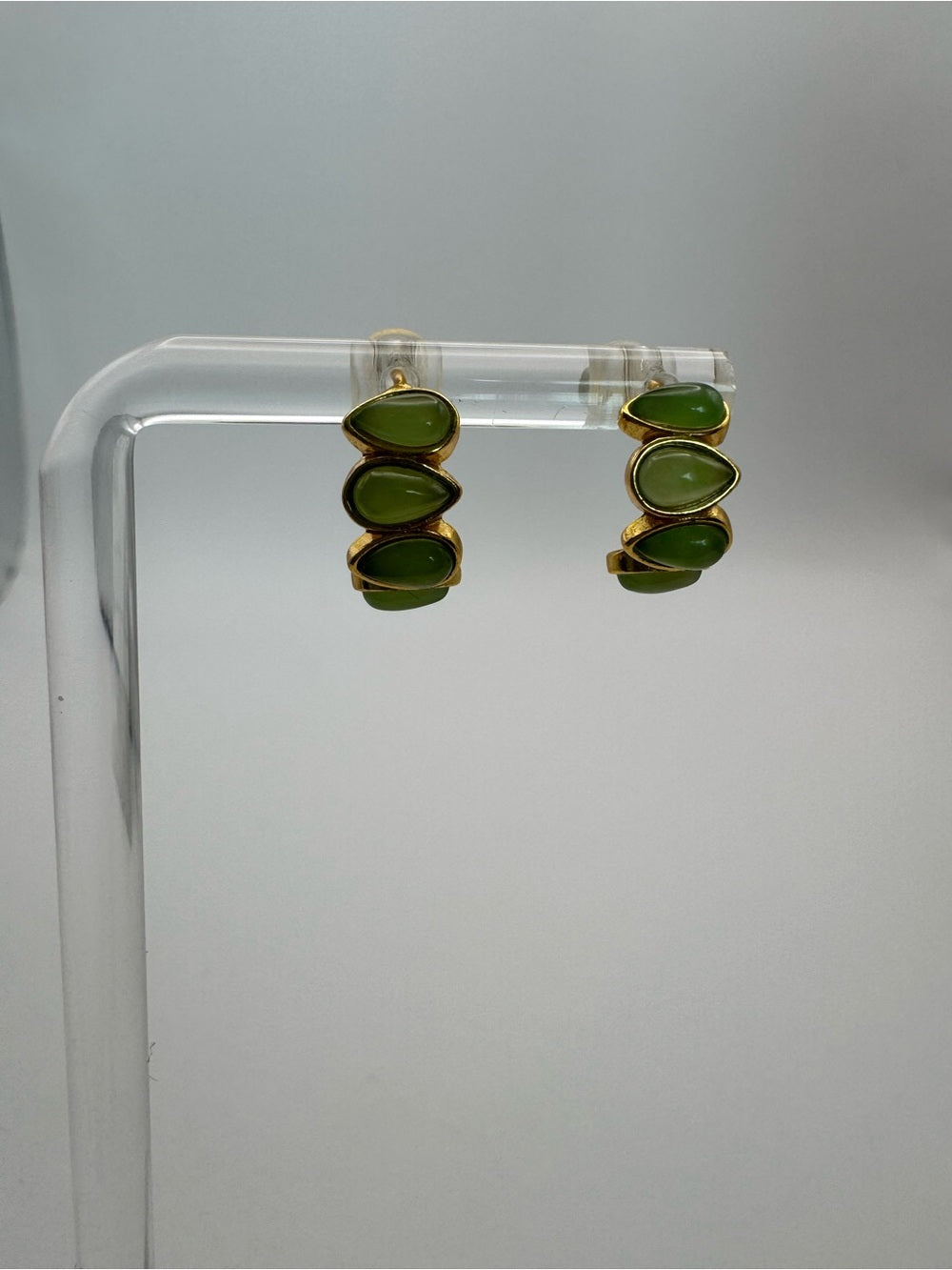 Jade Teardrop Huggies (#E94)