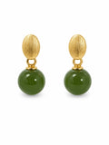 Jade and Brushed Gold Earrings (#E92)