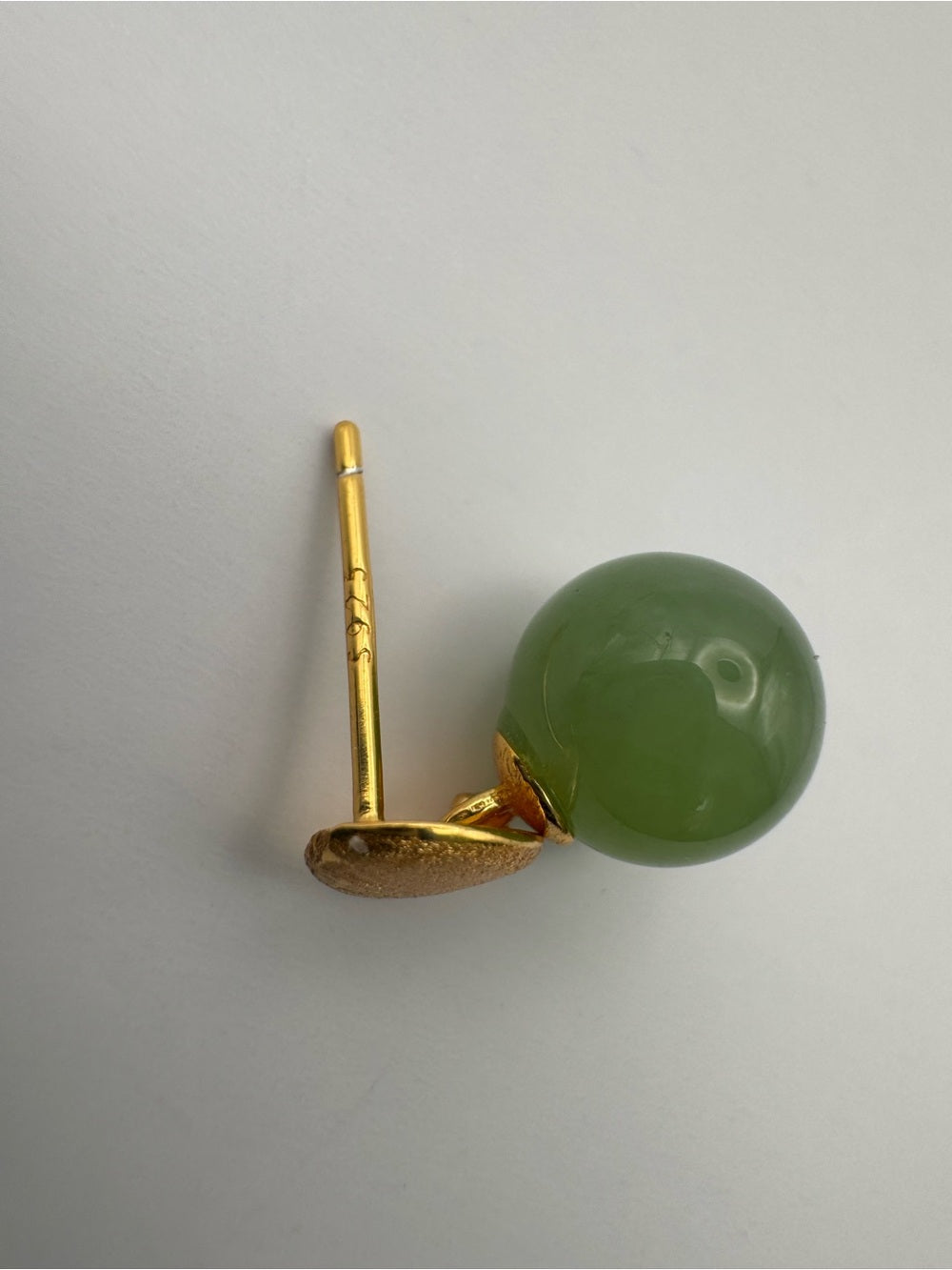 Jade and Brushed Gold Earrings (#E92)