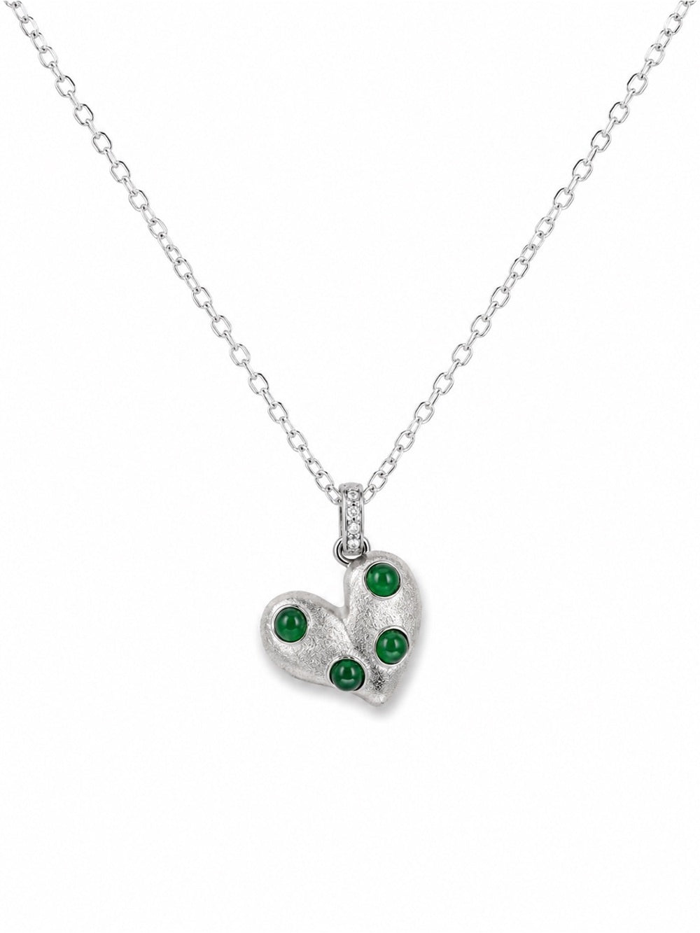 Polka Dot Jade Heart Pendant (#P76)