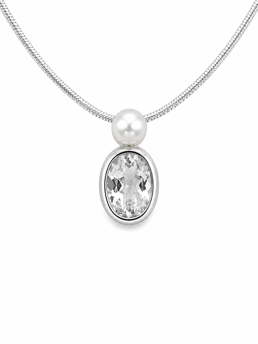 Clear Quartz & Pearl Oval Pendant (#P84)
