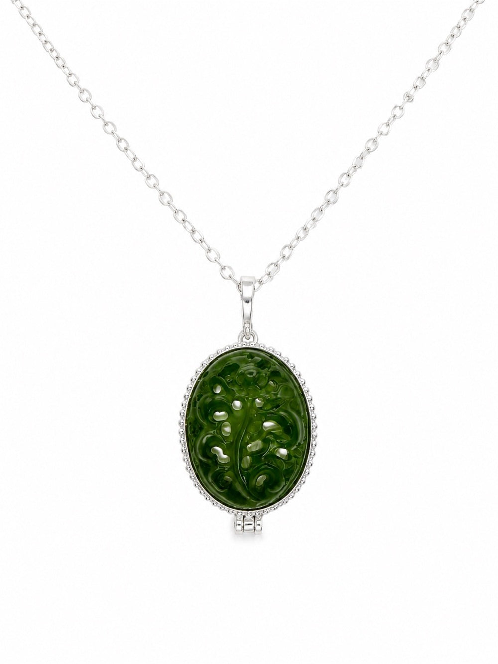 Jade Oval Locket Pendant (#P63)