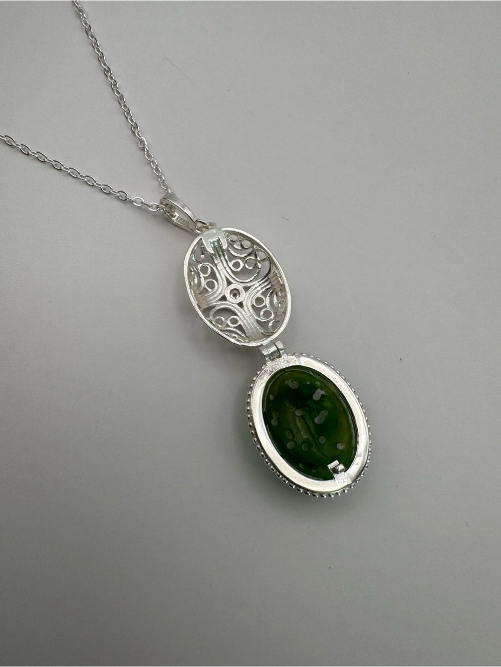 Jade Oval Locket Pendant (#P63)