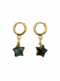 HG29B Gold Filled Labradorite Star Huggies