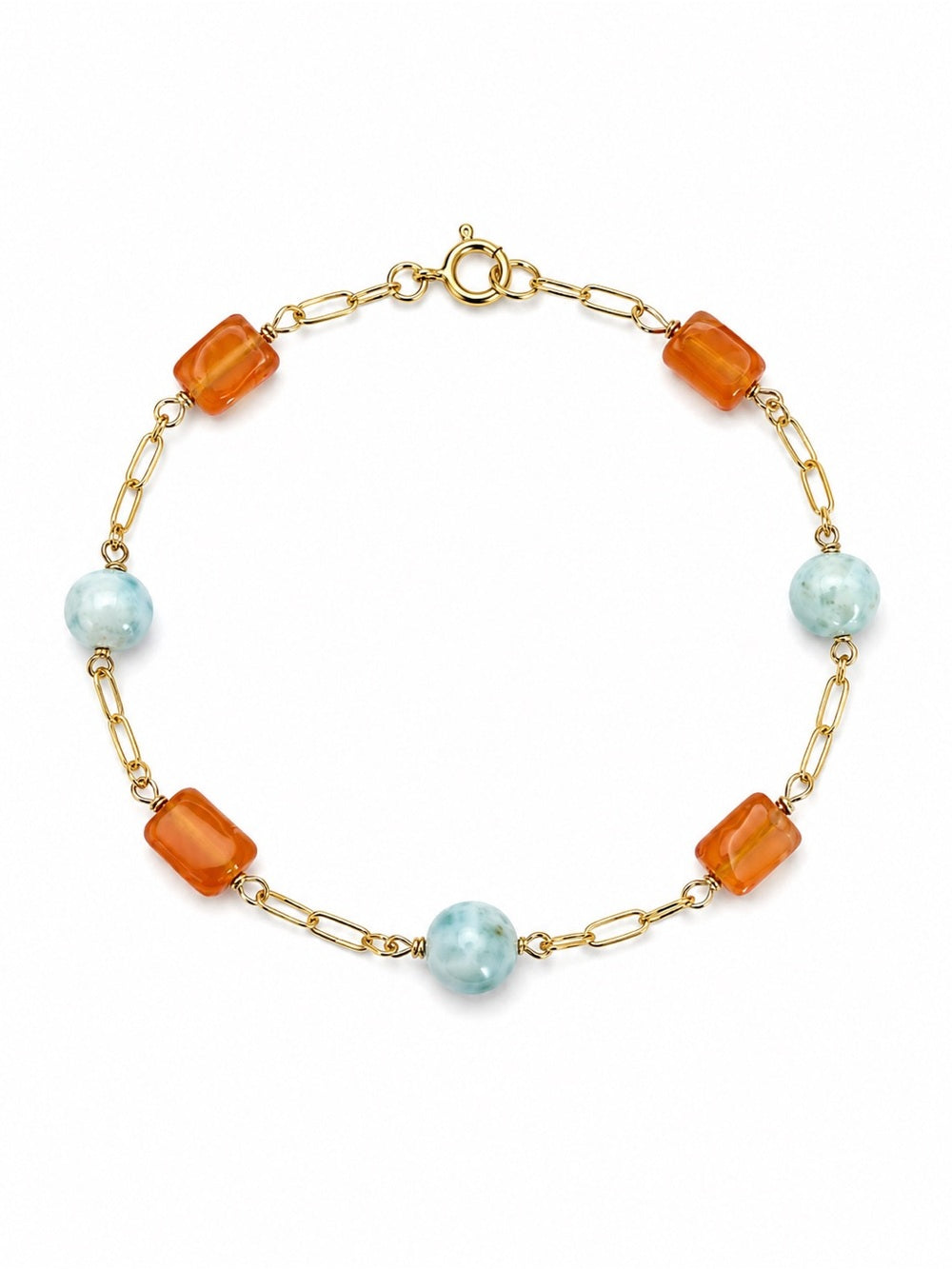 BB11 Gold Filled Larimar & Carnelian Bracelet