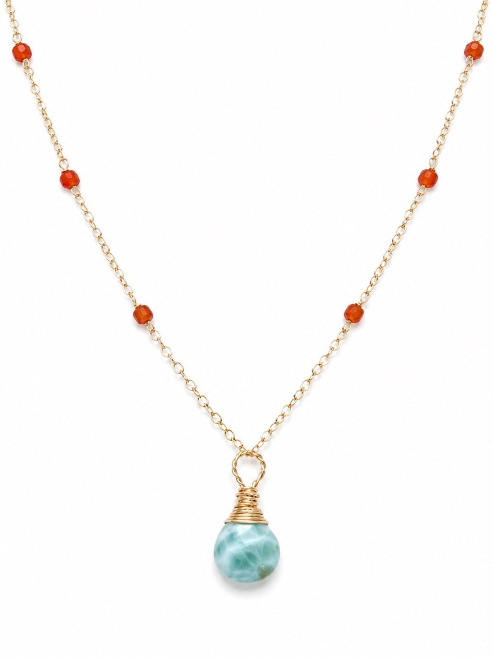 NB32 Larimar and Carnelian Necklace