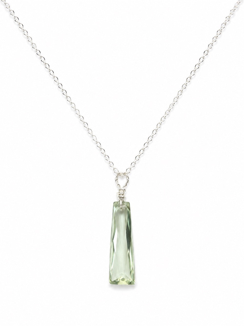 NB31 Green Amethyst Taper Bar Necklace