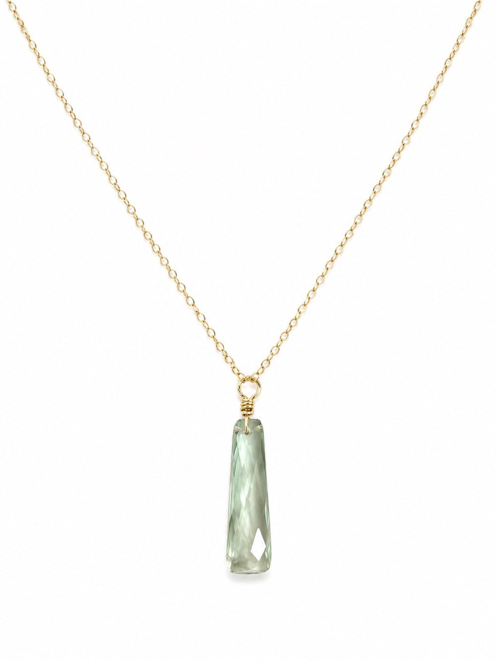 NB30 Green Amethyst Taper Bar Necklace