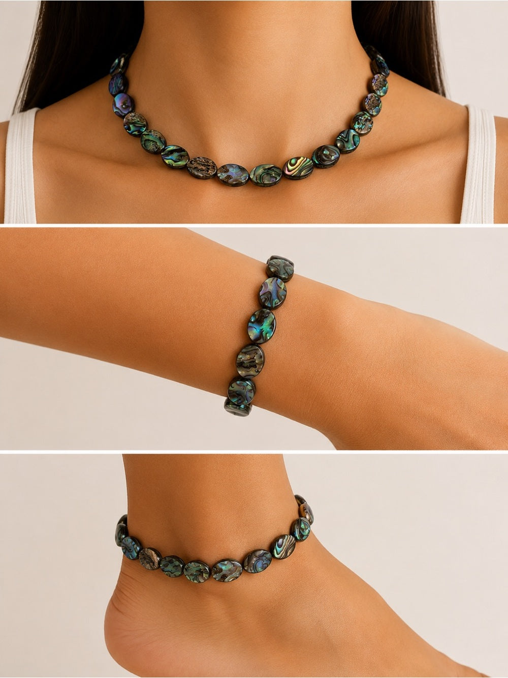 Abalone Oval Beaded Necklace/Bracelet - Made to Order