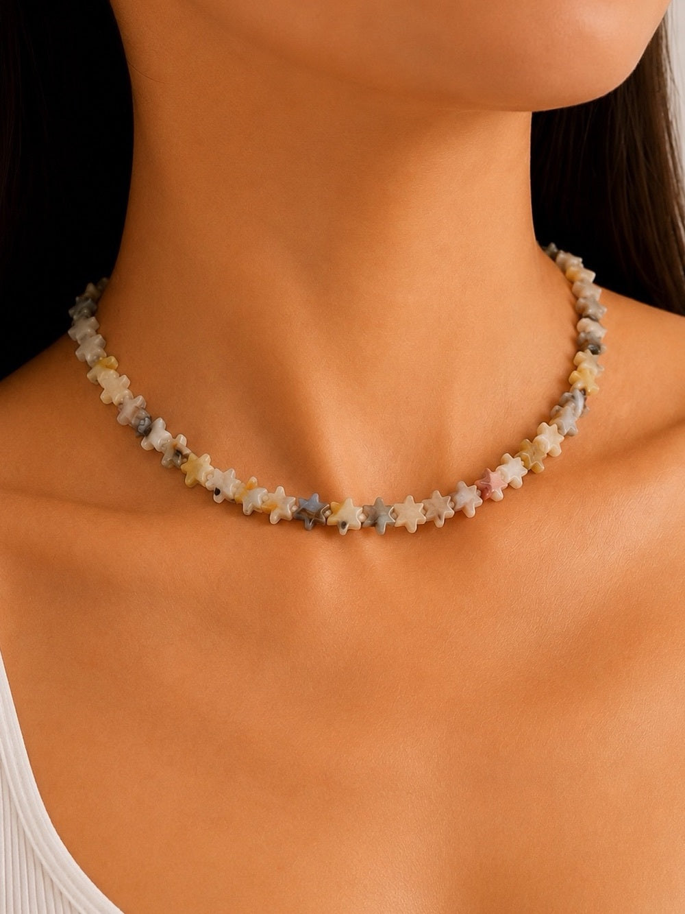 Crazy Lace Agate Star Beaded Necklace - Made to Order