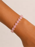 Rose Quartz Clover Beaded Bracelet/Anklet - Made to Order