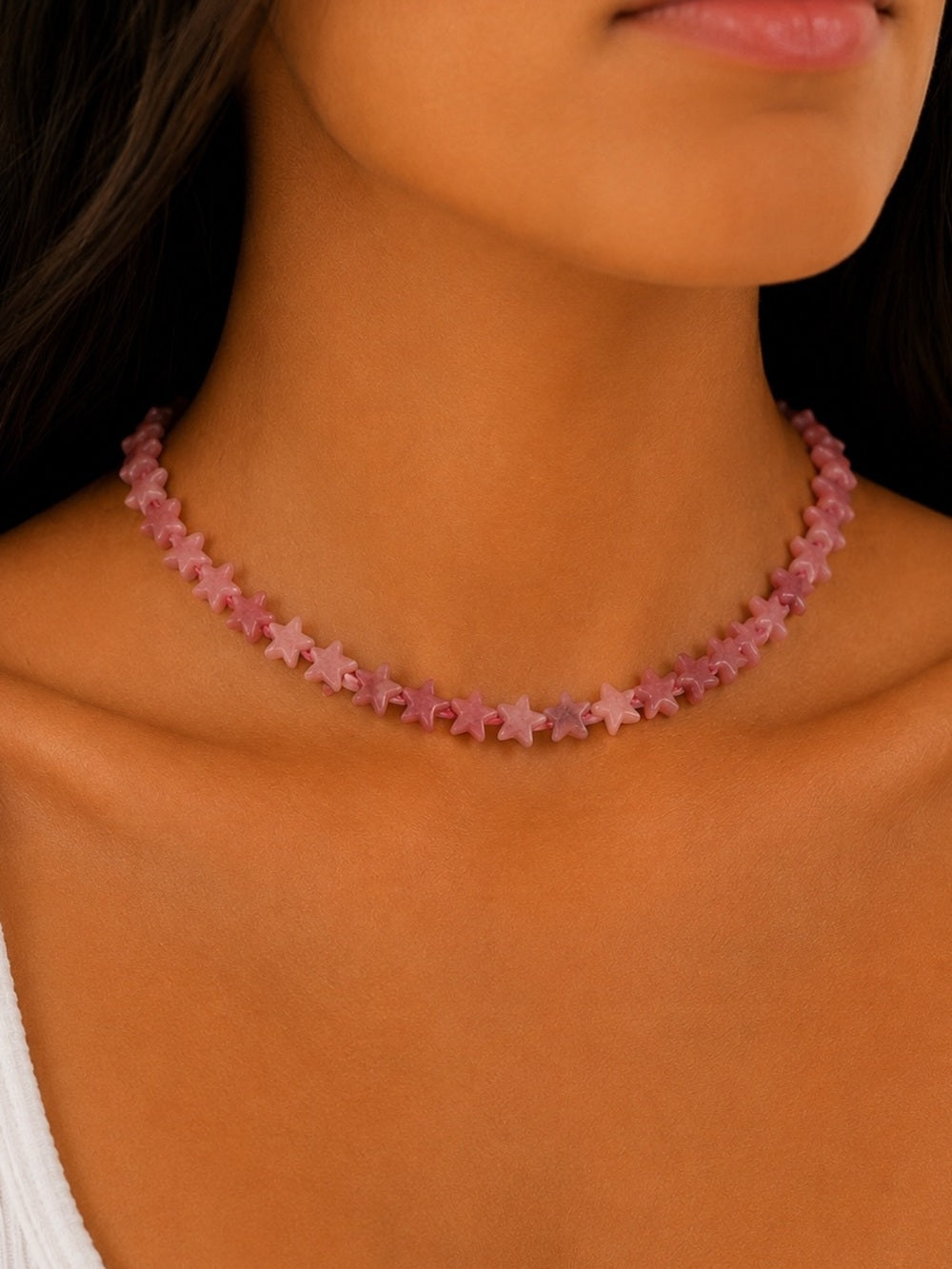 Rhodonite Star Beaded Necklace - Made to Order