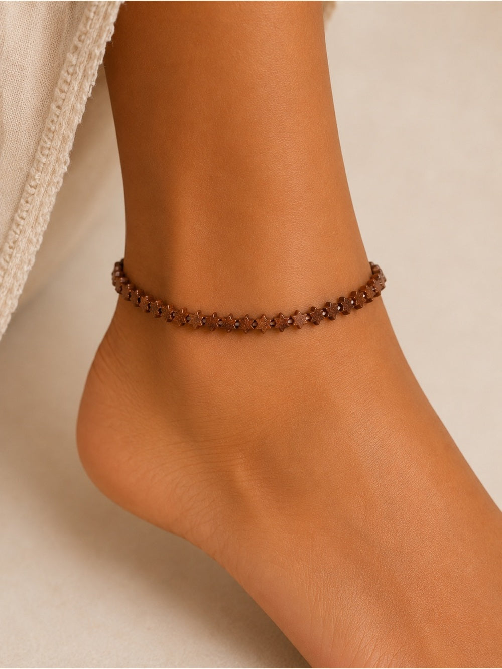 Goldstone Star Beaded Bracelet/Anklet - Made to Order
