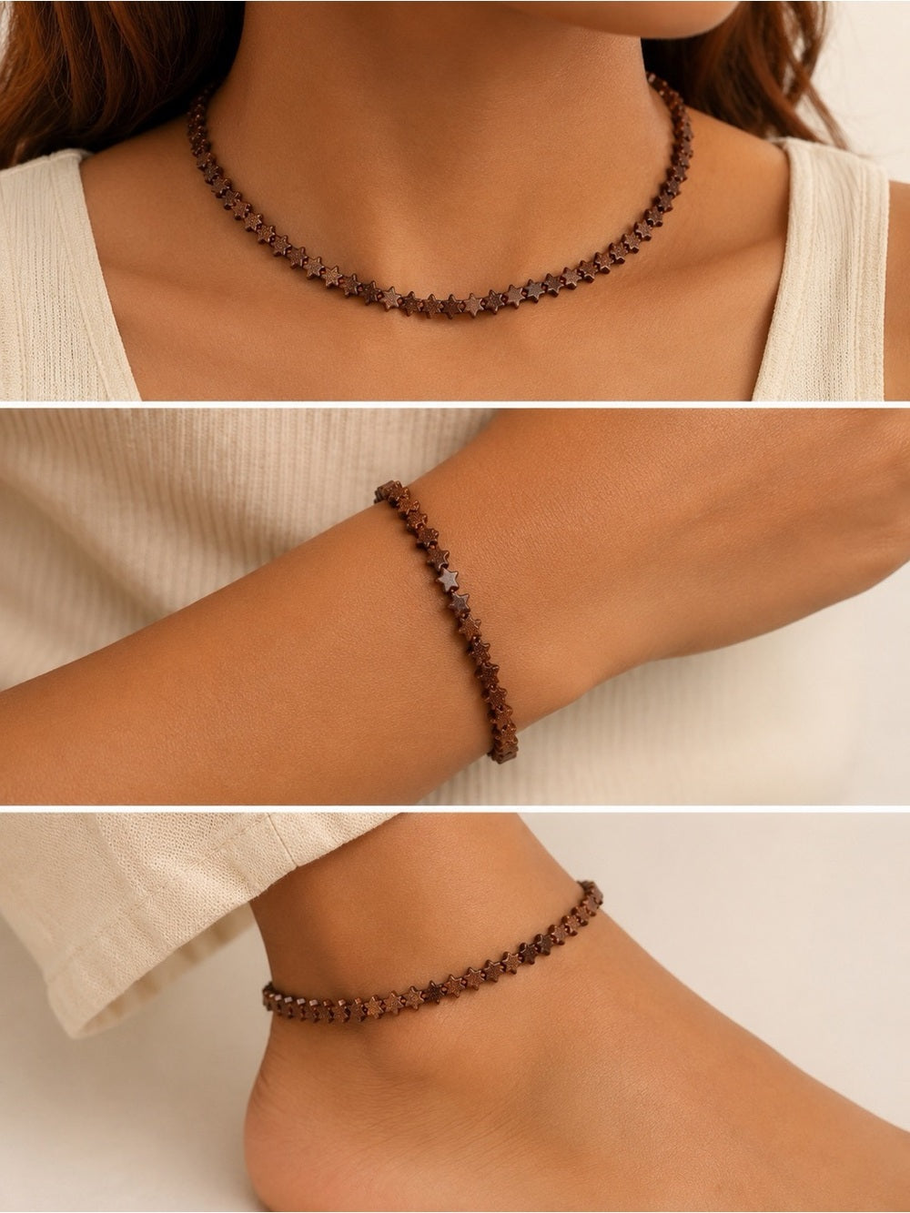 Goldstone Star Beaded Bracelet/Anklet - Made to Order