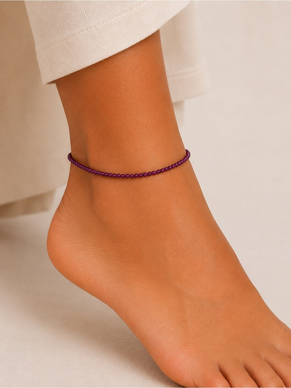Ruby Mini Beaded Bracelet/Anklet - Made to Order