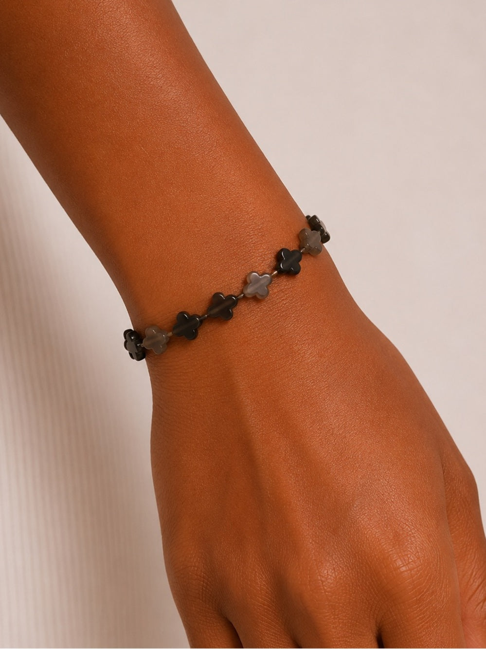 Ice Obsidian Clover Beaded Bracelet/Anklet - Made to Order