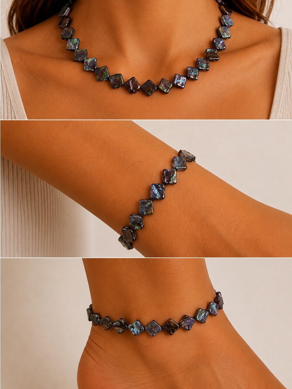 Freshwater Pearl Square Beaded Necklace - Made to Order