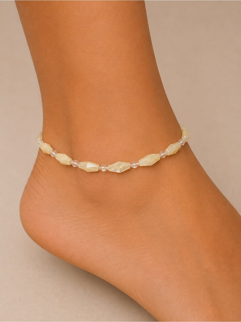 Mother of Pearl Faceted Lantern Beaded Bracelet/Anklet - Made to Order