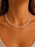 Clear Quartz Square Beaded Necklace - Made to Order