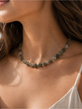 Moss Agate Clover Beaded Necklace - Made to Order