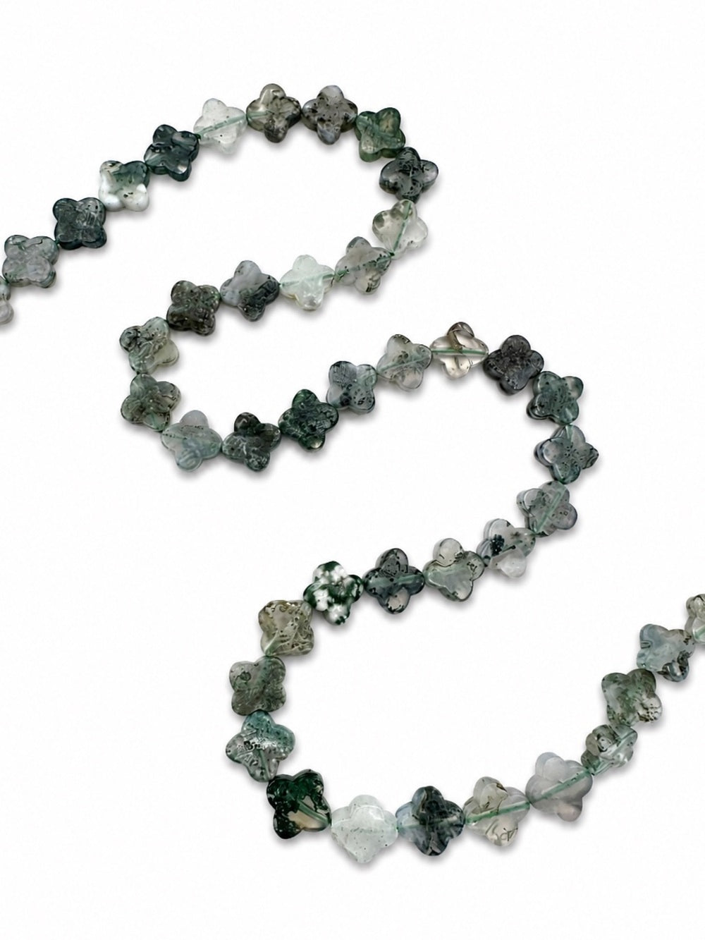 Moss Agate Clover Beaded Necklace - Made to Order