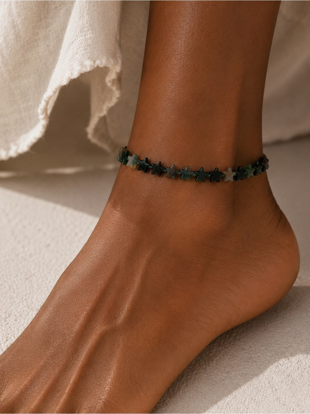 Indian Agate Star Beaded Bracelet/Anklet - Made to Order