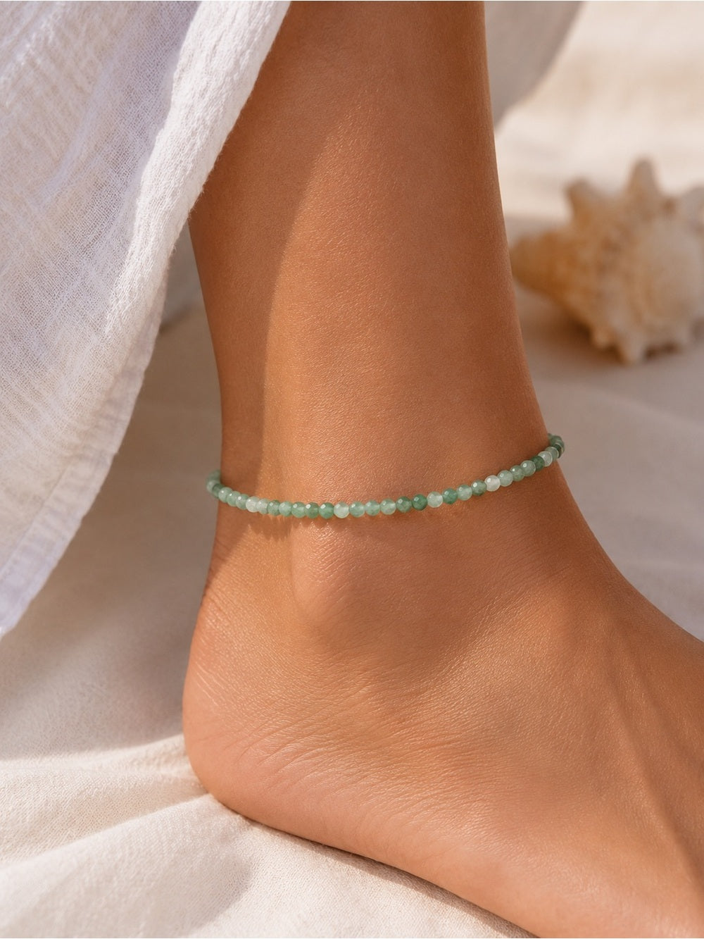 Emerald Beaded Bracelet/Anklet - Made to Order