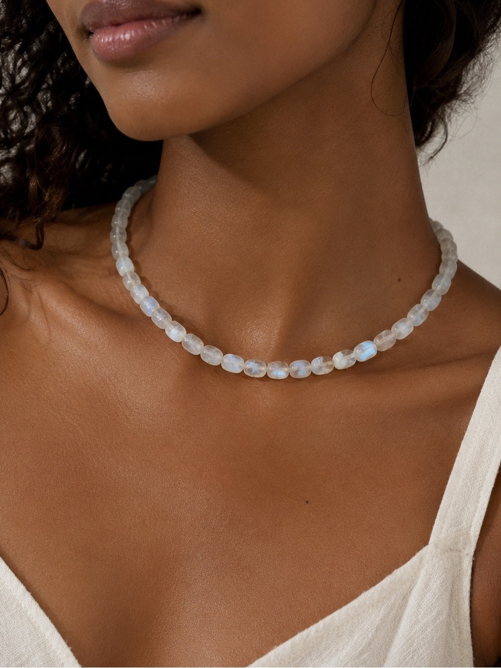Moonstone Oval Beaded Necklace - Made to Order