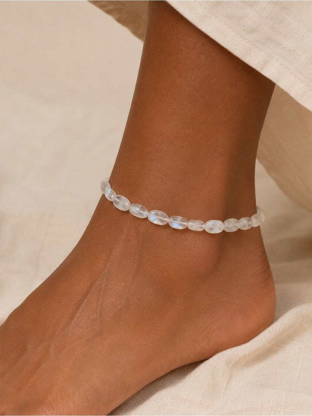 Moonstone Oval Beaded Bracelet/Anklet - Made to Order
