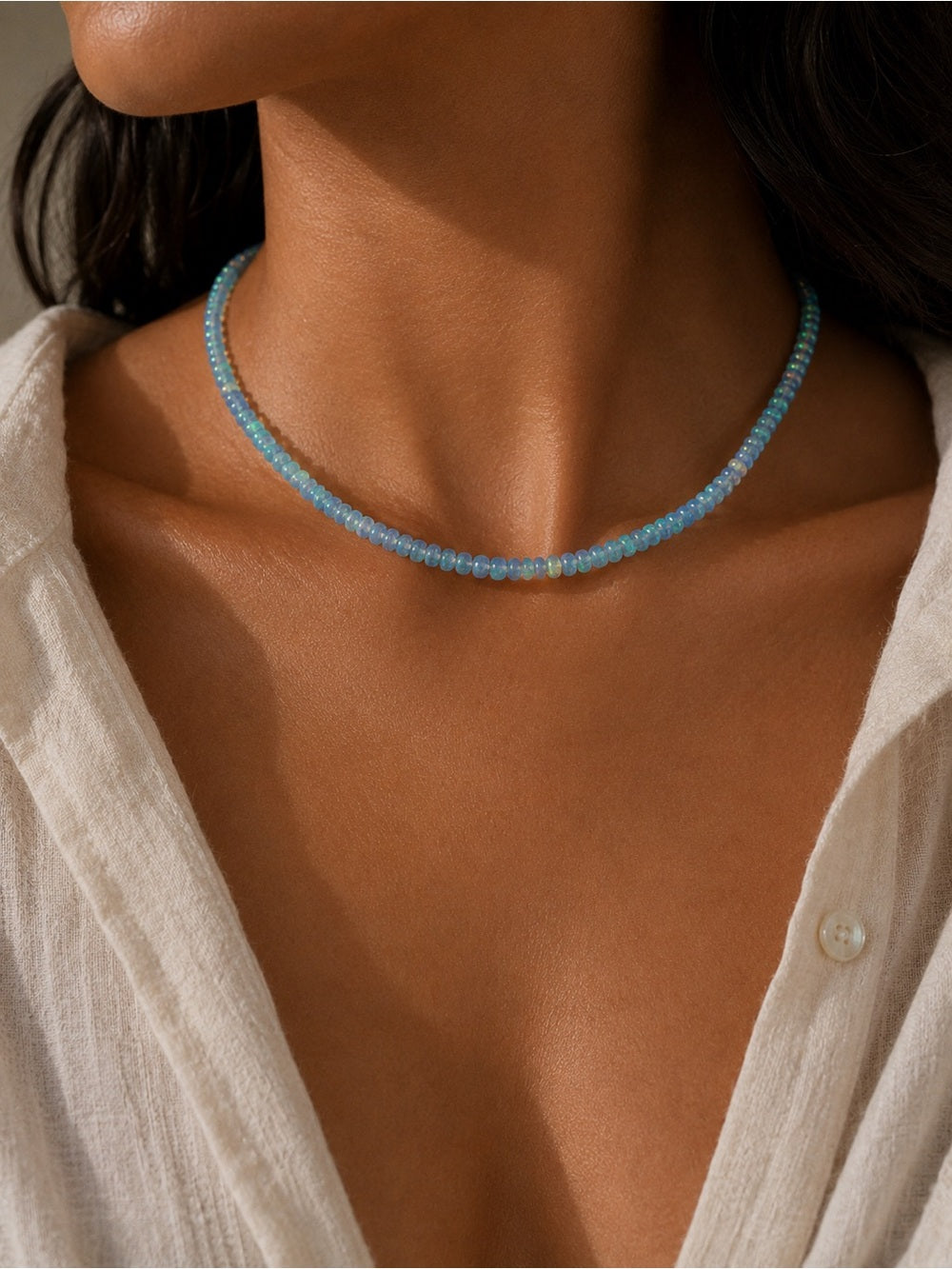 Blue Ethiopian Opal Beaded Jewelry - Made to Order