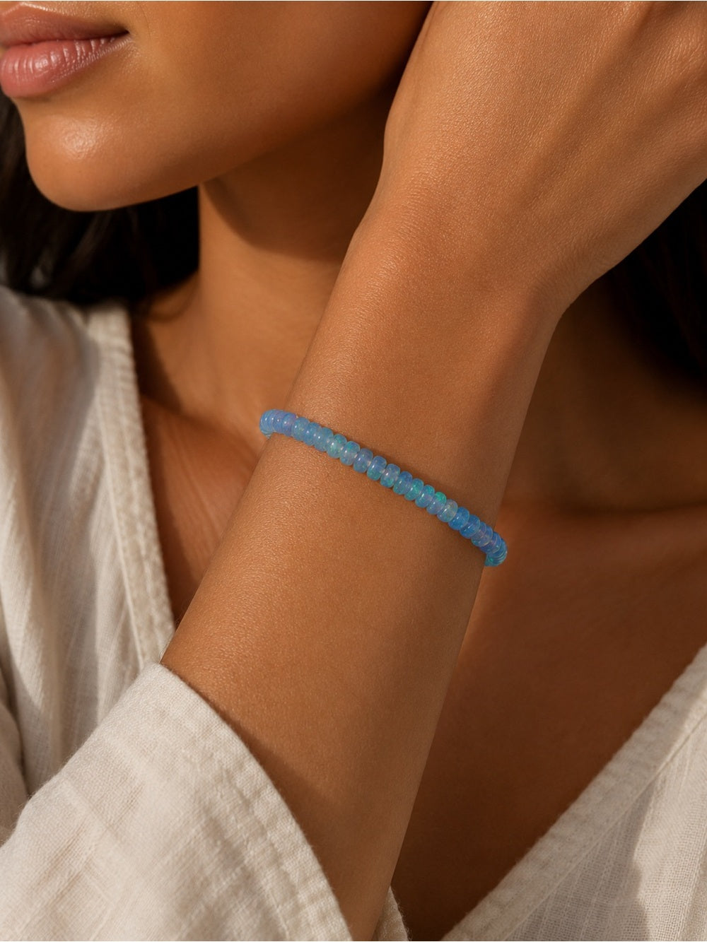Blue Ethiopian Opal Beaded Jewelry - Made to Order