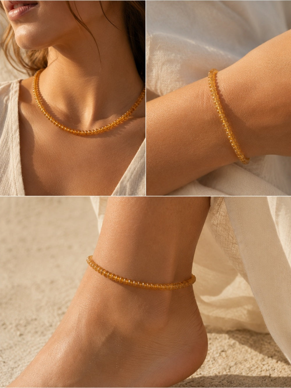 Citrine Rondelle Beaded Jewelry - Made to Order