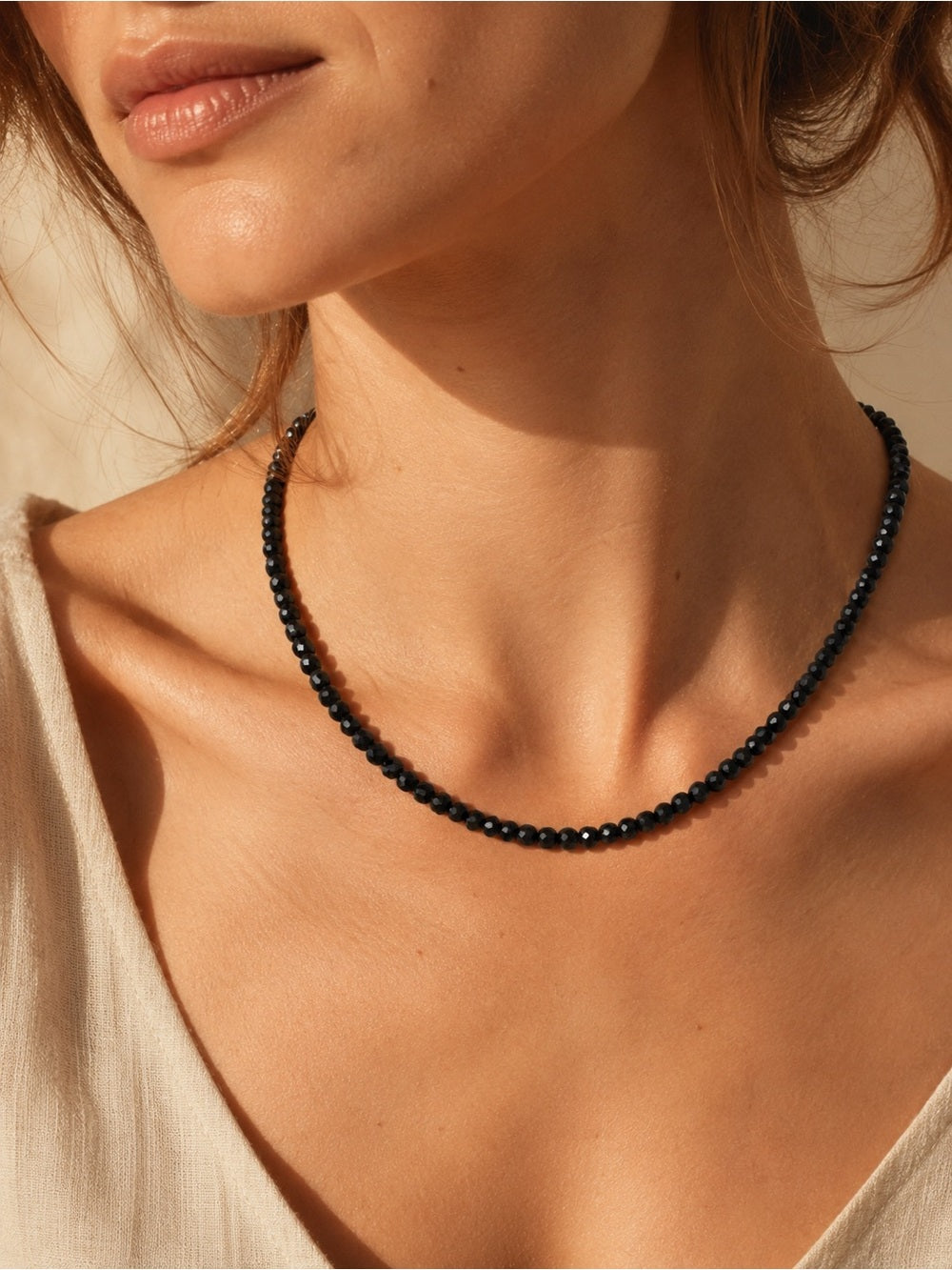 Black Spinel Faceted Cube Beaded Jewelry - Made to Order