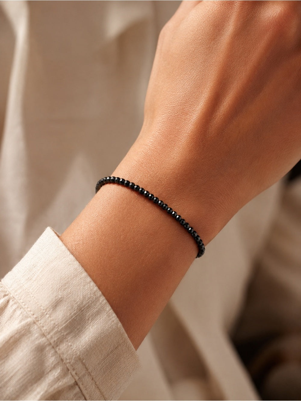 Black Spinel Faceted Cube Beaded Jewelry - Made to Order