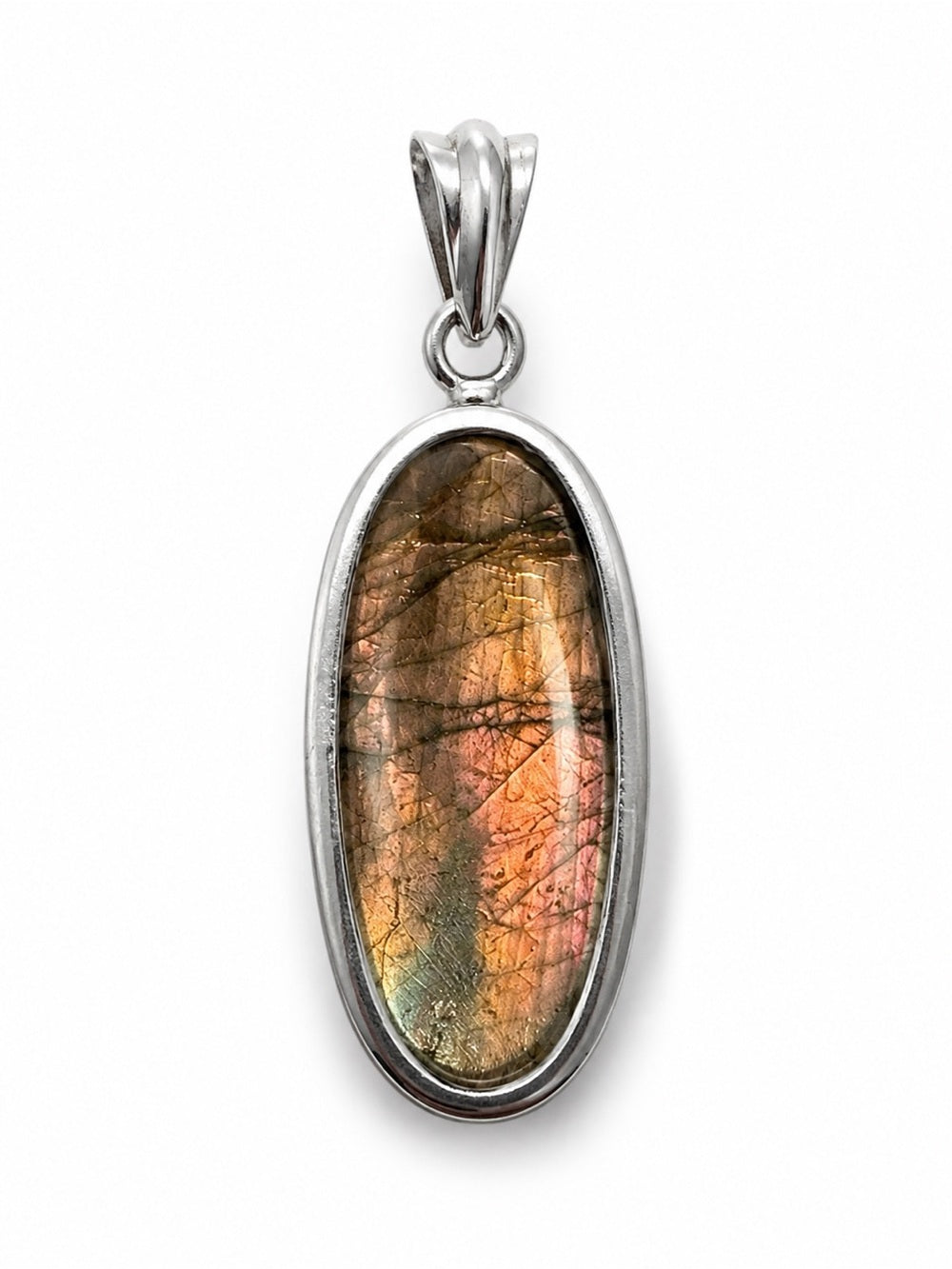 Purple and Peach Labradorite Pendant