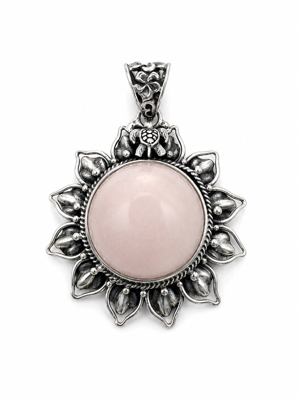 Pink Peruvian Opal Sun Turtle Pendant