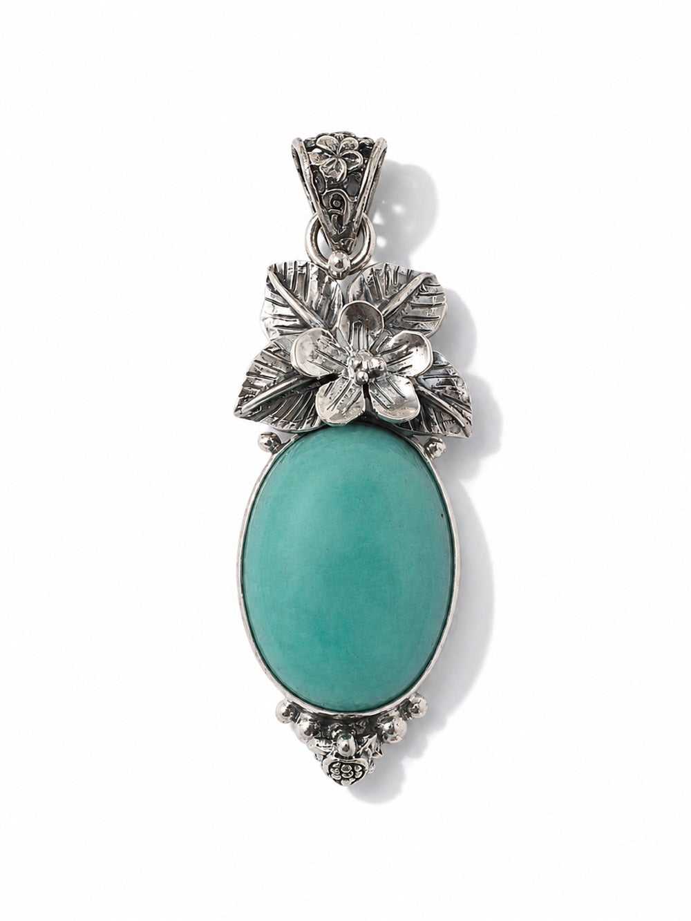 Amazonite Floral Turtle Pendant
