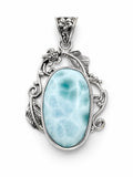 Larimar Floral Turtle Pendant