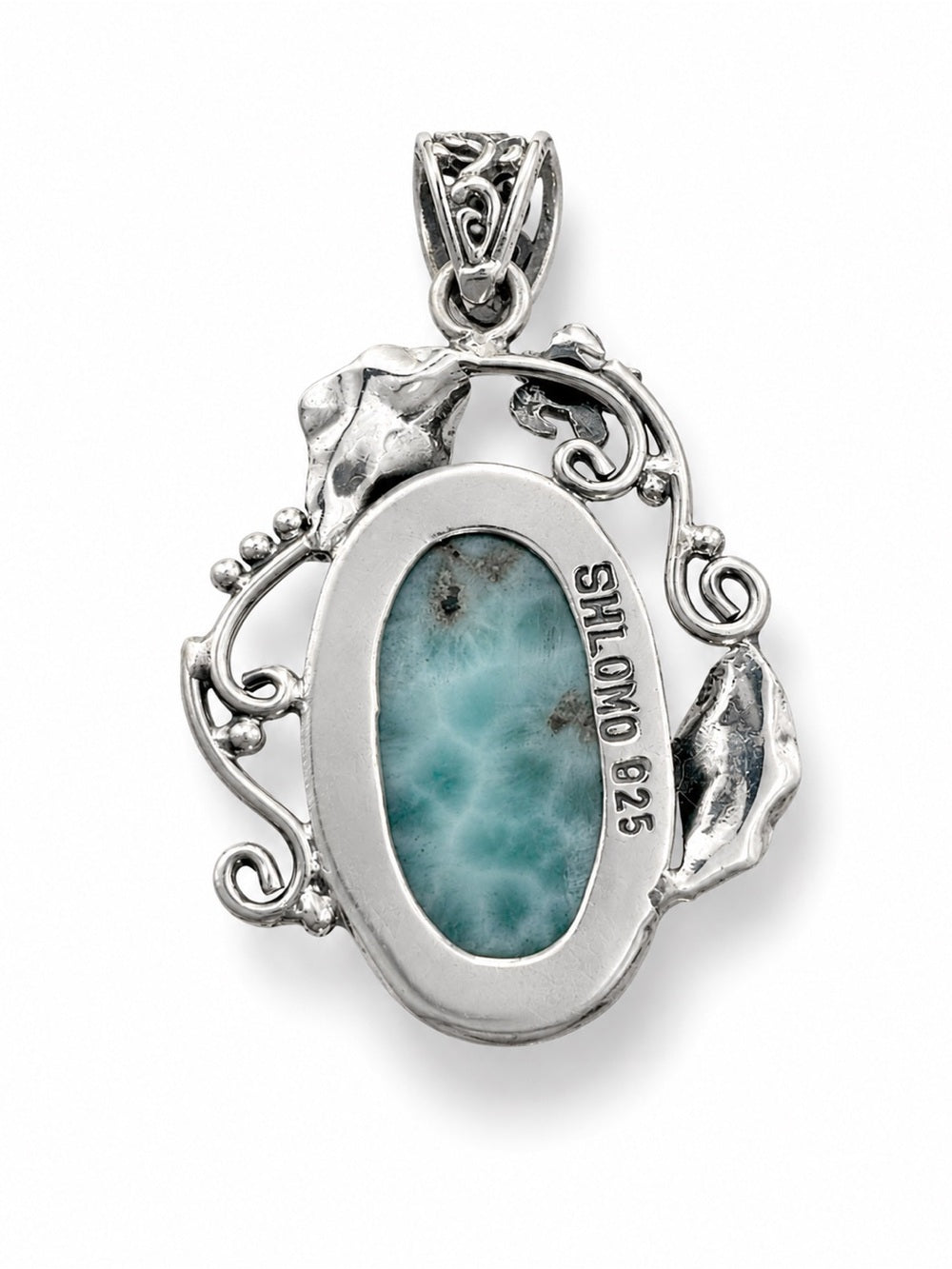 Larimar Floral Turtle Pendant