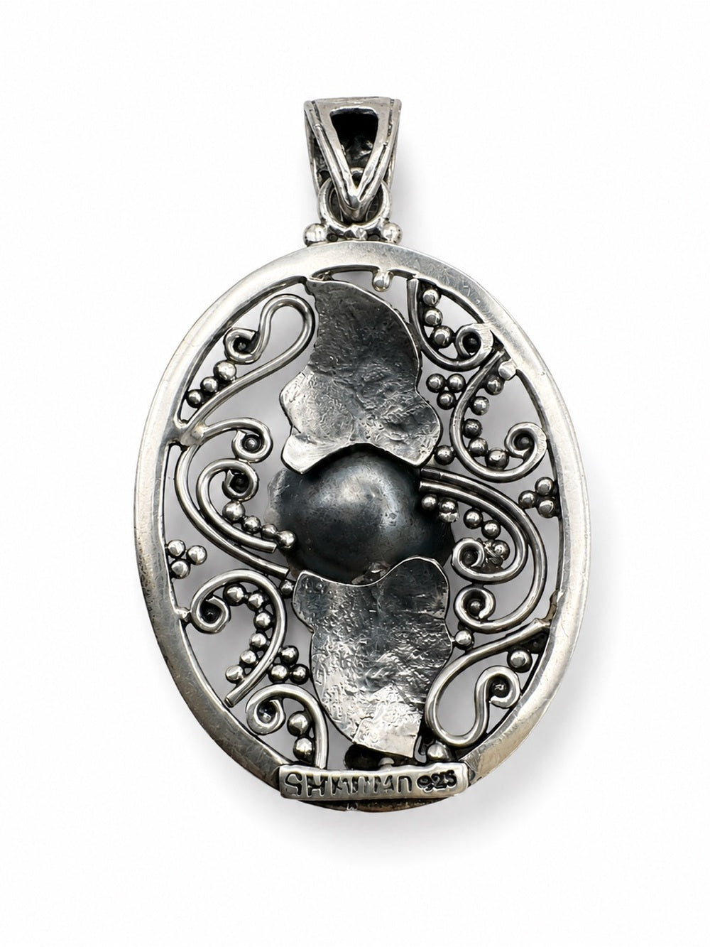 Blue Lace Agate Rose Turtle Pendant