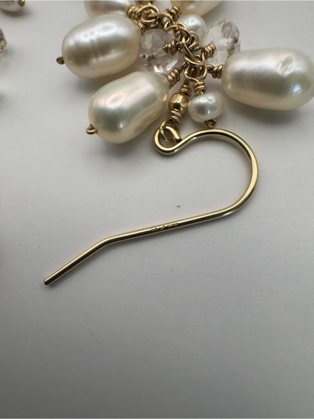 Freshwater Pearl and Clear Quartz Dangle Earrings