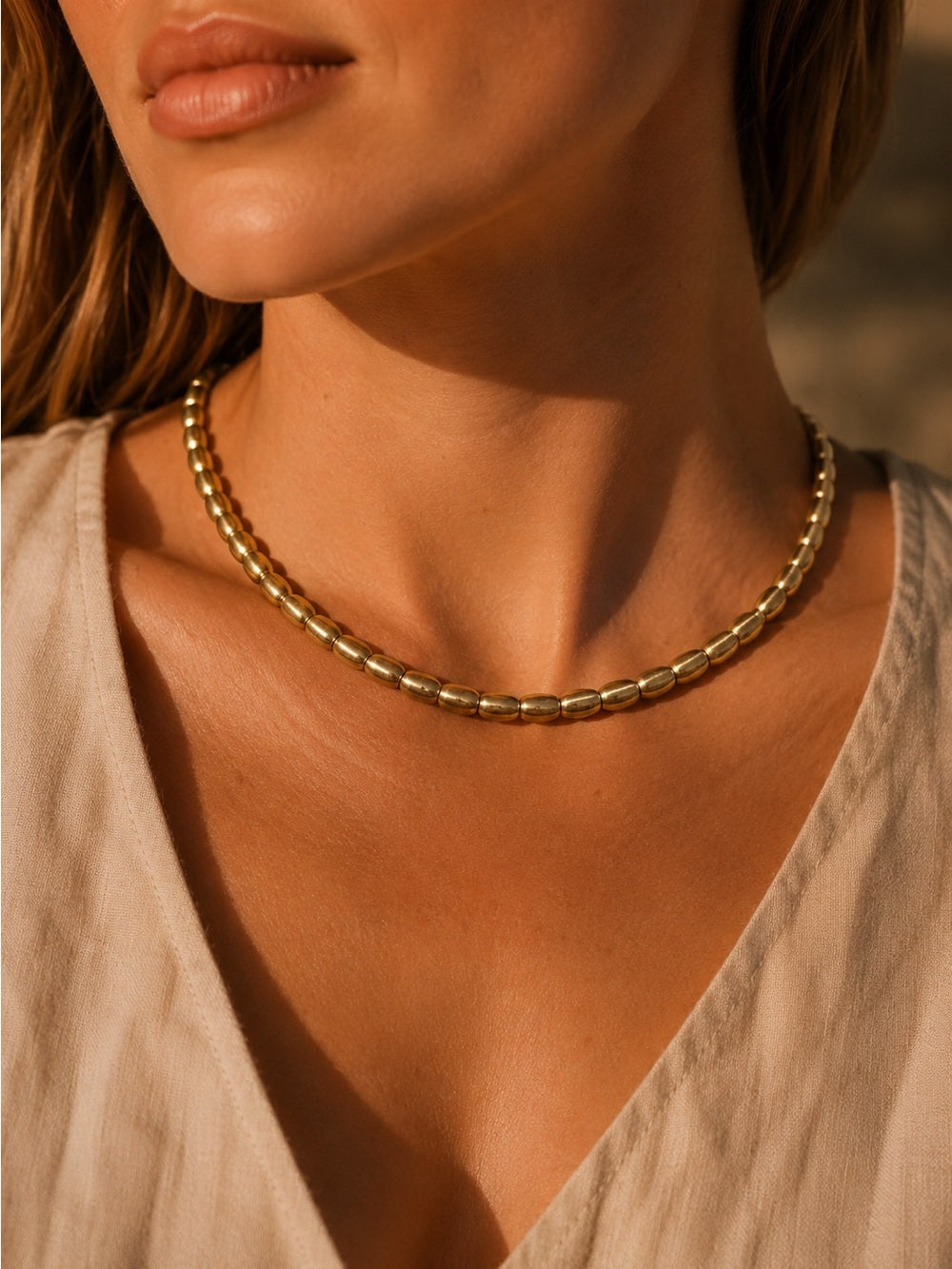 Oval Gold Beaded Custom Jewelry