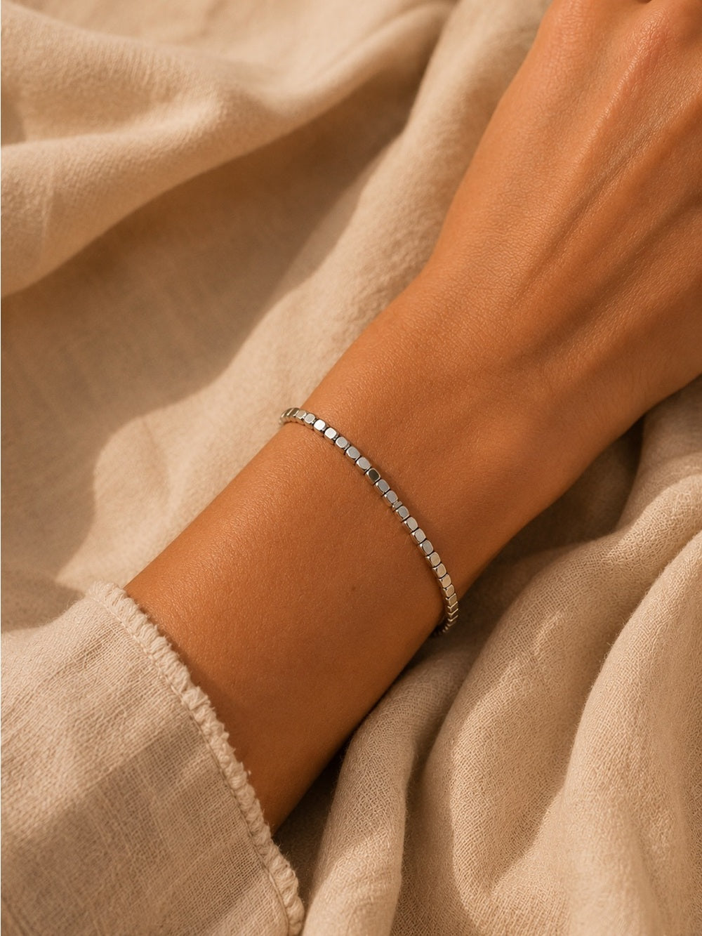 Silver Faceted Square Beaded Custom Jewelry