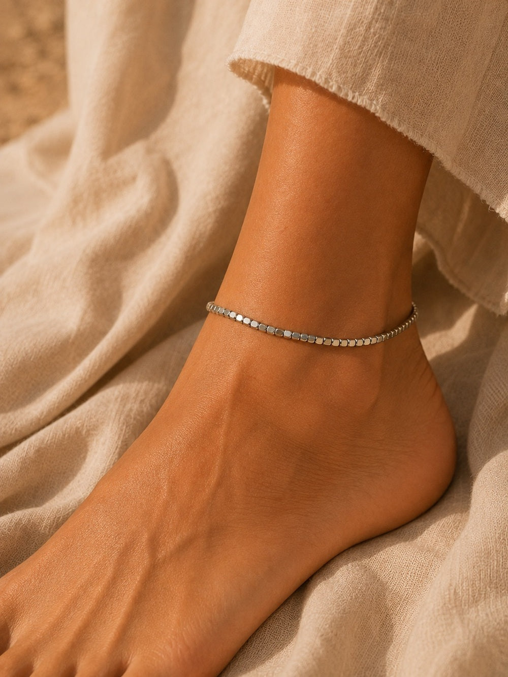 Silver Faceted Square Beaded Custom Jewelry