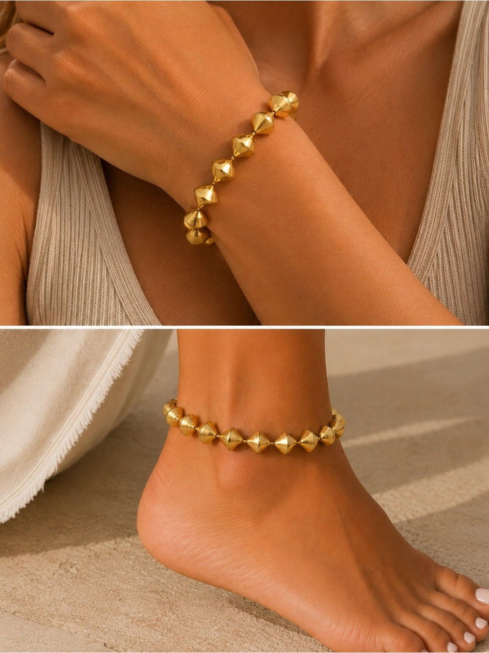 Gold Coned Diamond Beaded Jewelry - Made to Order